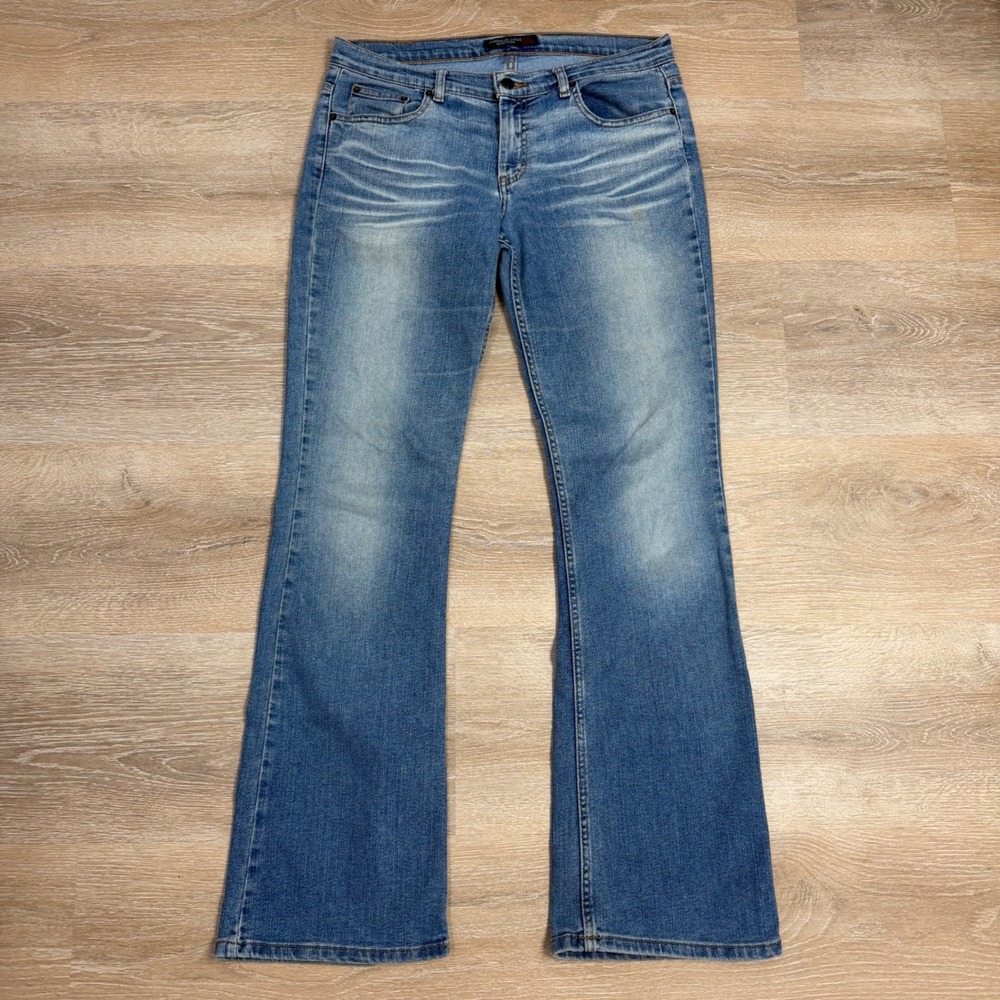 American Eagle Outfitters Flare Jeans Womens 12 Long Medium Wash Whiskeredd